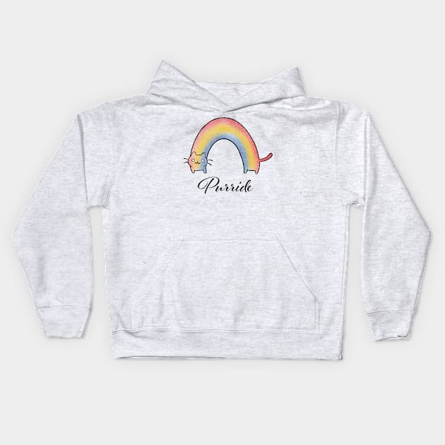 Rainbow cat purride Kids Hoodie by Uwaki